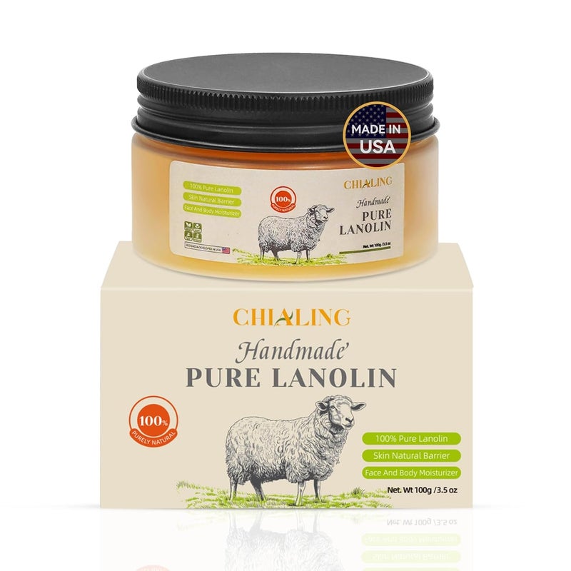 CHALING Handmade Lanolin - 100% Pure Natural Australian Lanolin Cream - Made in USA - USP Grade Moisturizer for Dry/Cracked Skin, Nipple Discomfort, Lip Hydration & Eczema | Unscented, Additive-Free(3.5 oz) - Image 1